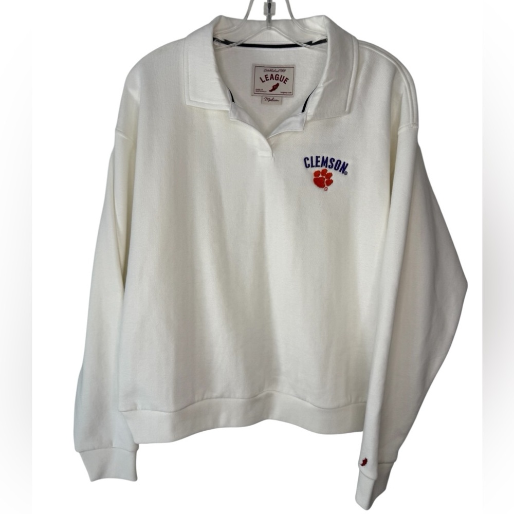 Clemson Tigers League 91 NWT Women’s White Collegiate Collared Pullover Medium
